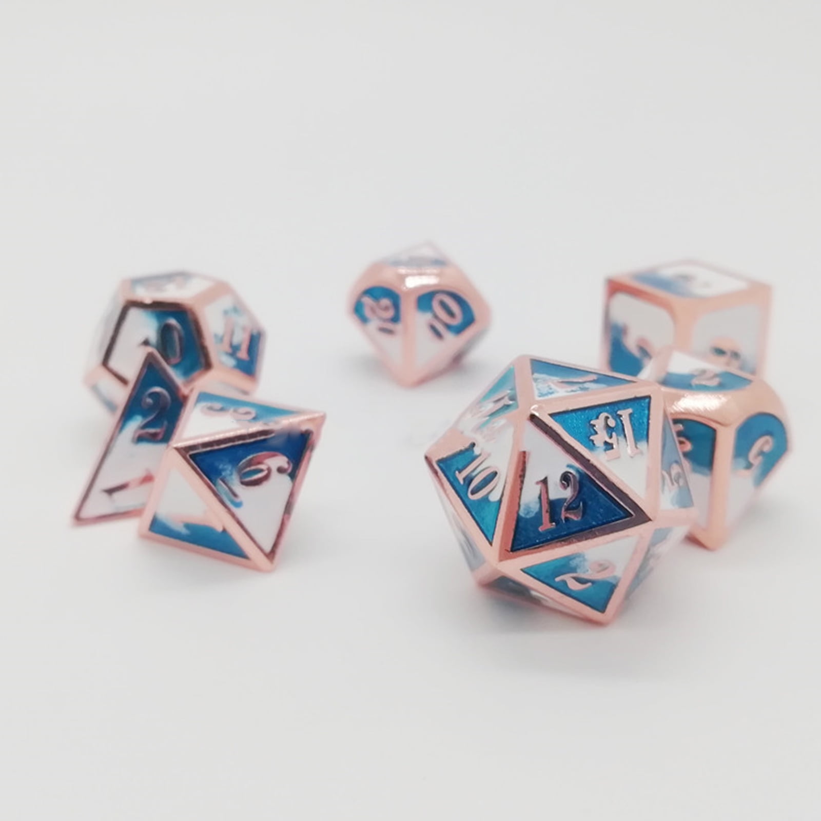 ZPAQI 7Pcs/pack Metal D4 D6 D8 D10 D12 D20 Game Props Educational Toys Digital Dices