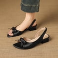 thumbnail image 5 of SACFOF Women Chunky Block Mid Heel Square Toe Sandals Ankle Strap Slingback Bow-knot Party Cute 1.5 Inches Heels, 5 of 6