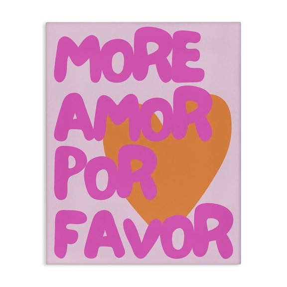 Stupell Industries More Amor Por Favor Text & Numbers Painting Wrapped Canvas Art Print Wall Art, 16 x 20