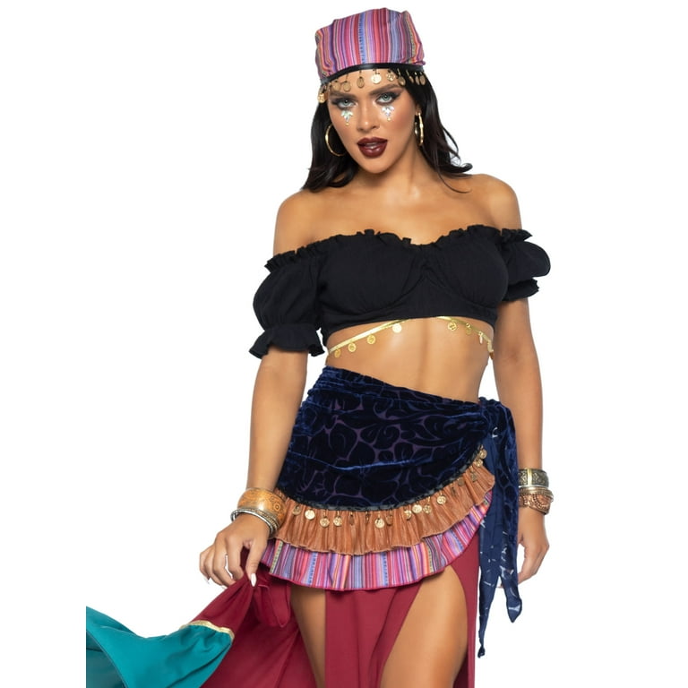 Sexy Circus Gypsy Halloween Costume Crop Top and Skirt For Women