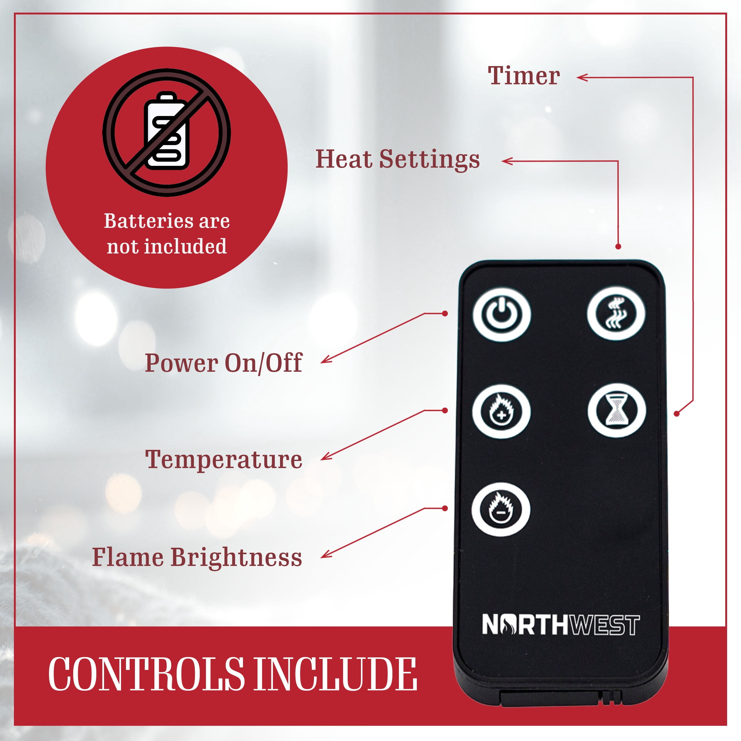 Somerset Home 36” Wall Mount Electric Fireplace (Black)