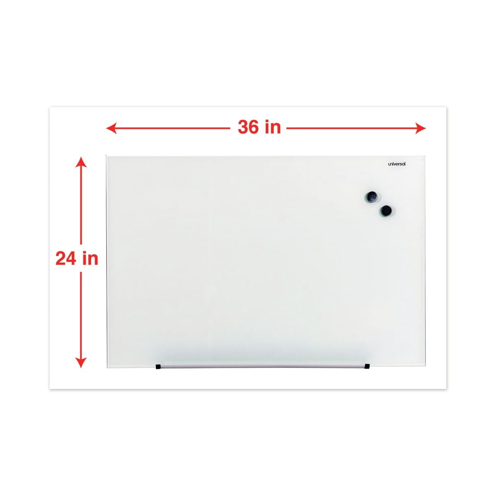 Universal Frameless Magnetic Glass Marker Board, 36" x 24", White -UNV43202