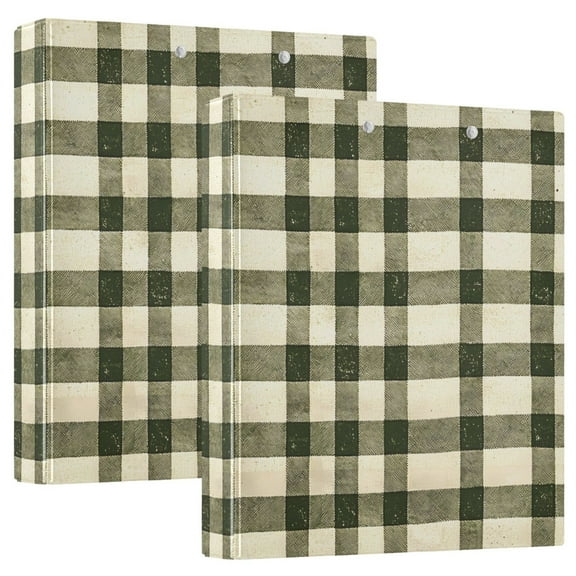 ALAZA Retro Checkered Grid Hardcover 3 Ring Binder 1.5" Round Rings Interior Pockets Binders Organizer 2 Pack