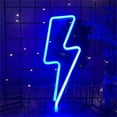 thumbnail image 3 of Sinhoon USB/Battery Powered Lightning Shaped Neon Sign Lamp, Decorative Night Light Wall Decor for Wall Bedroom Birthday Party Christmas Halloween Valentine's Day Game Room Wedding Decoration (Blue), 3 of 6