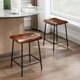thumbnail image 6 of Duhome Counter Height Bar Stools Set of 2, Faux Leather Counter Stools with Metal Legs Backless Upholstered, Yellowish Brown, 6 of 8