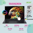 thumbnail image 2 of Acer Swift 16 AI Copilot+ Laptop, 16" 3K 2880 x 1800 120Hz OLED Touchscreen, Intel Core Ultra 7 256V, Stylus Pen, Backlit Keyboard, Wi-Fi 7, Windows 11 Home (16GB DDR5 RAM / 1TB SSD), 2 of 5