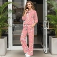thumbnail image 2 of Renewold Valentine's Day Track Suits for Women Set Includes Drawstring Wide Leg Pants and Pullover 2 Piece Outfits Tracksuit Lounge Sets Petite for Women, Hamster Heart Star Print Pink, XS, 2 of 7