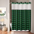 thumbnail image 2 of No Hook Shower Curtain, Green Black Plaid Shower Curtains for Bathroom with See Through Top Window, Farmhouse Buffalo Checkered Vintage Grid Waterproof & Washable Bath Curtain Extra Long 72"x84", 2 of 9