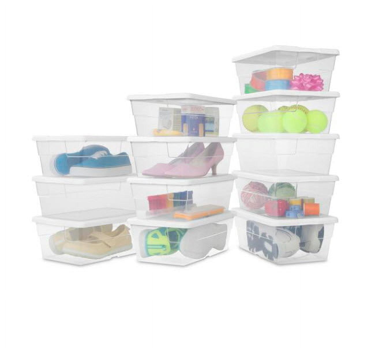 STERILITE 6-Quart Storage Bin Shoe Box - Clear (6)