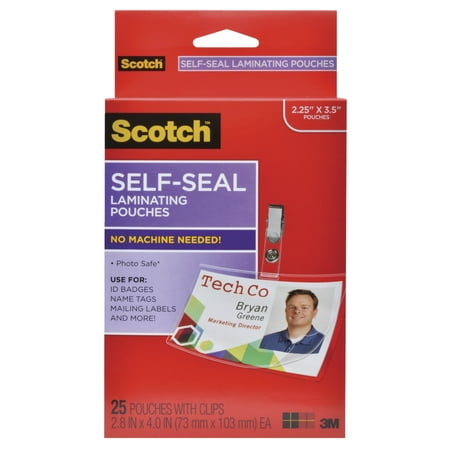 Scotch Self-Sealing Laminating Pouch, Ultra Clear, Pack Of