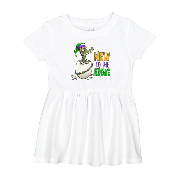 Inktastic New to the Krewe Mardi Gras Baby Alligator Girls Baby Dress