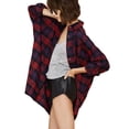 thumbnail image 2 of Las nuevas mujeres del otoño de gran tamaño de la tela escocesa camisa de tartán botones de bolsillo Meterk XL, 2 of 7