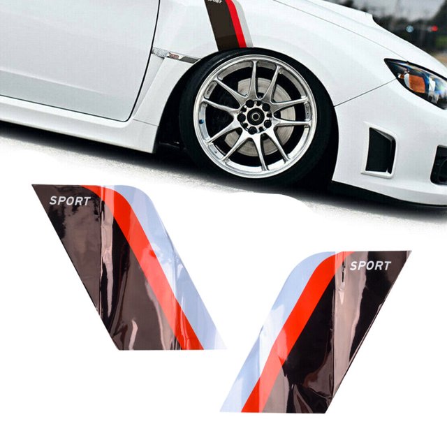 2Pcs Tricolor Stripe Vinyl Decal Sticker Decor Fit For Car Body Side Fender
