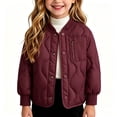 thumbnail image 4 of Girls Lightweight Quilted Padded Jacket Button Down Coat Cozy Warm Long Sleeve Outerwear for Girls Winter Outdoor Daily Wear, 4 of 6