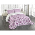 thumbnail image 3 of Ambesonne Butterfly Quilted Bedspread Set 3 Pcs, Purple Color Fauna, King Size, Purple White, 3 of 5