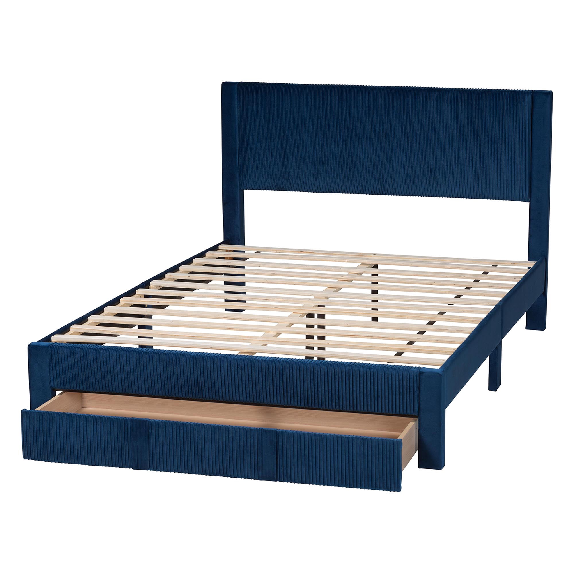 Baxton Studio Elora Modern Storage Bed, Queen, Navy Blue