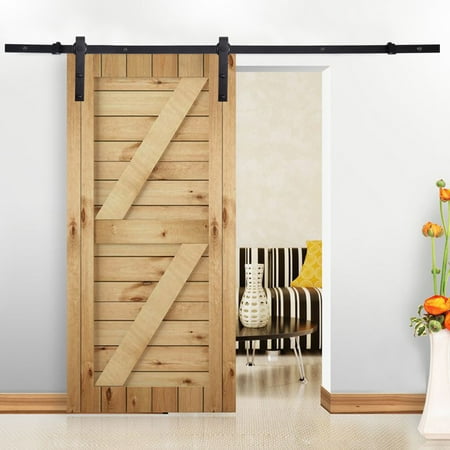Jaxpety 6 6ft Black Sliding Barn Wood Door Hardware Rustic Roller
