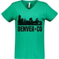 thumbnail image 3 of Inktastic Denver Colorado Skyline Grunge Women's V-Neck T-Shirt, 3 of 5