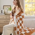 thumbnail image 4 of Manta de cama a cuadros, color camel, 125 x 150 cm, supersuave, 4 of 7