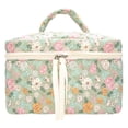 thumbnail image 1 of Bolsa de maquillaje PAZIMIIK acolchada con flores verdes vintage para mujer, 1 of 5