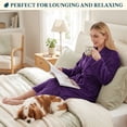 thumbnail image 6 of PAVILIA Purple Women Robe Fleece Plush Soft, Fluffy Fuzzy Cozy Warm Lightweight Bathrobe, Shower Spa House Long Robe for Women, 2XL/3XL, 6 of 9