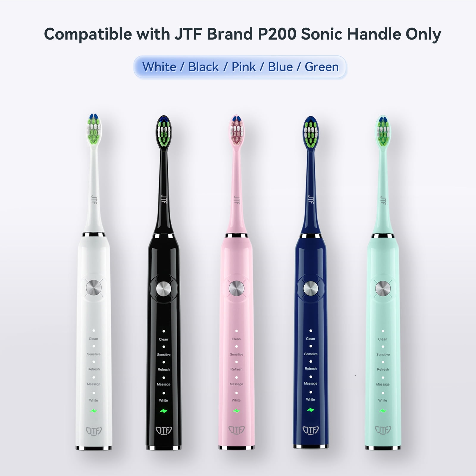 JTF Sonic Smart Toothbrush Genuine Standard Brush Heads, 7 Pack, Blue, P200