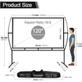 thumbnail image 6 of Projector Screen with Stand Foldable Portable Movie Screen 120 Inch, HD 4K Double Sided Projection Screen Indoor Outdoor Projector Movies Screen for Home Theater,16:9, 6 of 10