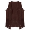 thumbnail image 3 of YONGHS Gilet Vintage en Faux Suède pour Hommes Sans Manches à Franges Rivets Hippie Khaki G, 3 of 5