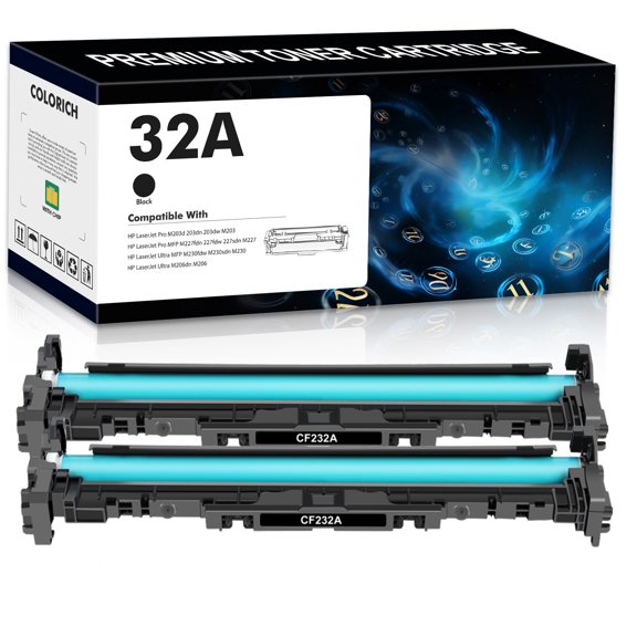 Colorich 32A Drum Unit Compatible for HP 32A CF232A Used for LaserJet Pro M203d 203dn 203dw, Pro MFP M227fdn 227fdw 227sdn, Ultra M206dn, Ultra MFP M230fdw M230sdn (Black,2-Pack)