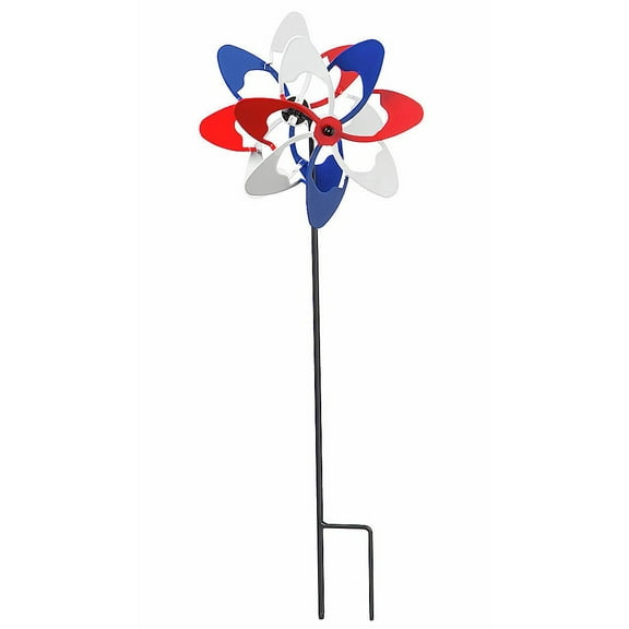Evergreen Red & Blue Wave Americana Mini Kinetic Windmill