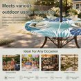 thumbnail image 6 of Round Outdoor Tablecloth with Umbrella Hole and Zipper, Teal Blue Palm Leaves Tablecloth with Elastic Waterproof, Tropical Botanical Summer Patio Table Covers for 36" - 44" Picnic Pool Tables, 6 of 9