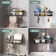 Veken Rustproof Shower Caddy 6-Pack, Heavy-Duty Wall Shelves Users Recommend for Bottles, Soap and Large-Capacity Bathroom Organization, Black
