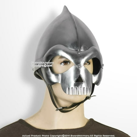 Munetoshi Fantasy Medieval Wearable Knight Skull Crusher Helmet 20G Steel LARP Costume Cosplay Theatre Play Renaissance Fair Christmas