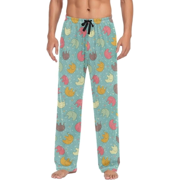 GZHJMY Elephant Pajama Pants for Men, Lounge Pants Lightweight Men Pajama Bottoms with Drawstring Pockets, Christmas New Year Birthday Gifts, Large
