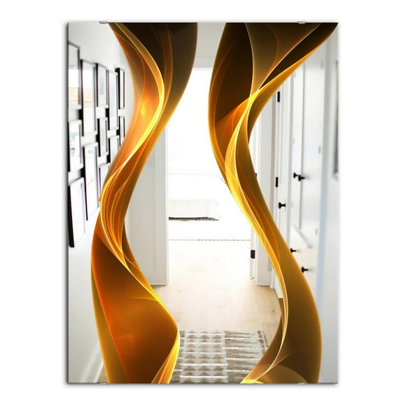 Designart 'Straight Pink Waves' Modern Mirror - Contemporary Large Wall Mirror - 24x36