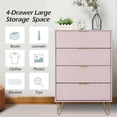 thumbnail image 6 of Eclife 4-Drawer Dressers Wood Accent Chest Clothes Closet Storage Organizer with Gold Handle and Legs for Home Adult Bedroom, Pink, 6 of 9