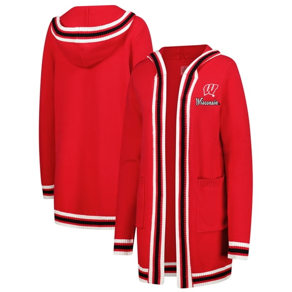 Women's Gameday Couture  Red Wisconsin Badgers Tri-Blend Rounded Stripe Cardigan