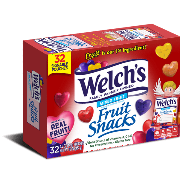 Welch's Valentine's Fruit Snacks, Mixed Fruit, 32 ct, 0.5 oz