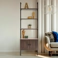 thumbnail image 6 of happimess MSH1002C Tulare 72.05" MidCentury Industrial 4-Shelf Wood Wall-Mounted Open Ladder Bookcase with Cabinet and Metal Frame, Brown/Black, 6 of 9