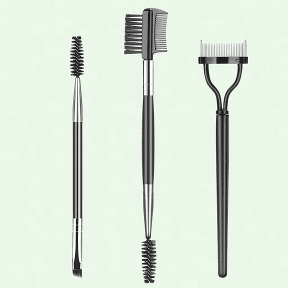 Professional Eyebrow Brush Set - 3 Pieces, Brow Comb, Lash Spoolie, Eye Makeup Tools