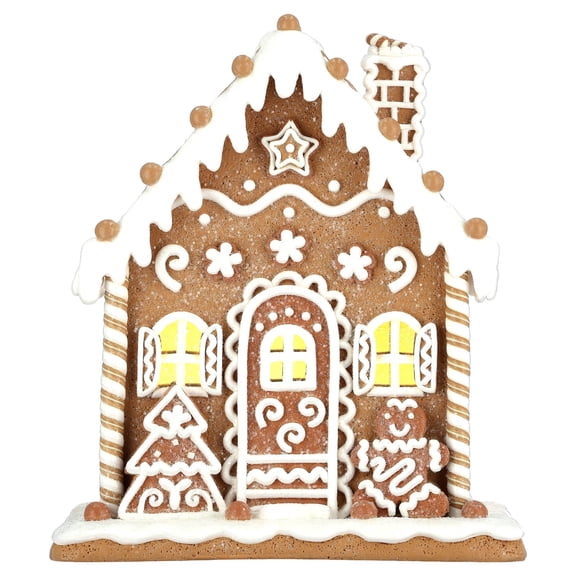 Light-Up Clay Dough Gingerbread Village House Christmas Decoration, Brown and White, 9", by Holiday Time