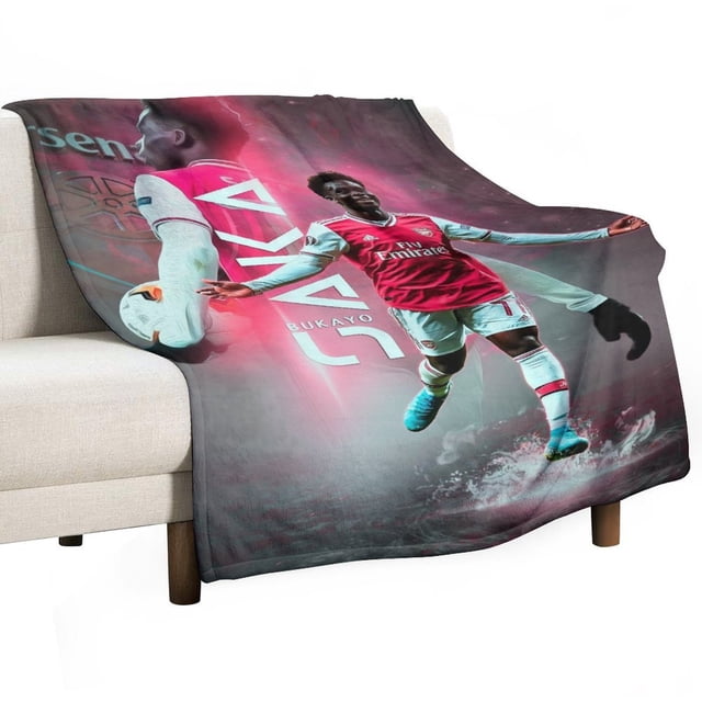 Bukayo Saka Manta de franela anti-pilling, suave, ligera, esponjosa y acogedora de lujo para hogar y cocina – Perfecta para niños y adultos,127 cm × 177.8 cm