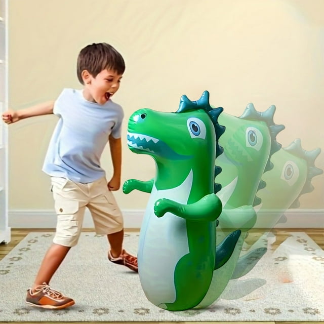 Aodebiao Inflatable Dinosaur Tumbler Toy, Bouncing Body Exercise for Indoor Play, Soft PVC Inflatable Decompression Fun, Coordination Training Stress Relief, Durable Tumbler Toy for Home Use