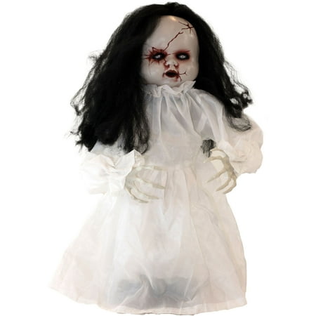 Haunted Hill Farm 2-ft. Haunted Jumping Doll  Indoor/Covered Outdoor Halloween Decoration  Red LED Eyes  Poseable  Lifeless
