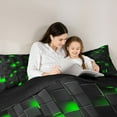 thumbnail image 5 of Homewish Black Green Honeycomb Full Size Comforter Sets, Chic Rectangle Square Bedding Comforter Set, Teens Kids Boys Girls Reversible Bedding Sets, Lightweight Room Decor, 3pcs, 5 of 8
