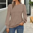 thumbnail image 2 of Yaruuzi Long Sleeve Shirts for Women Mock Neck Tops Pleated Front Blouses Puff Sleeve Boho Tops Dressy Casual Spring Fall Clothes 2026 Fashion Loose Tunic Tops Business Work Blouse Brown 2XL, 2 of 8