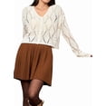 thumbnail image 3 of Women'S Light-Weight Crochet Cropped Cardigan V Neck Long Sleeve Button Up Shrug Sweater Milky White L, 3 of 9