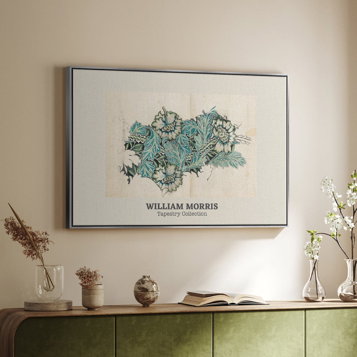 Vintage Abstract Print-XXXIX Framed in Silver Wood Gallery Wrapped Canvas 27 in. x 41 in.