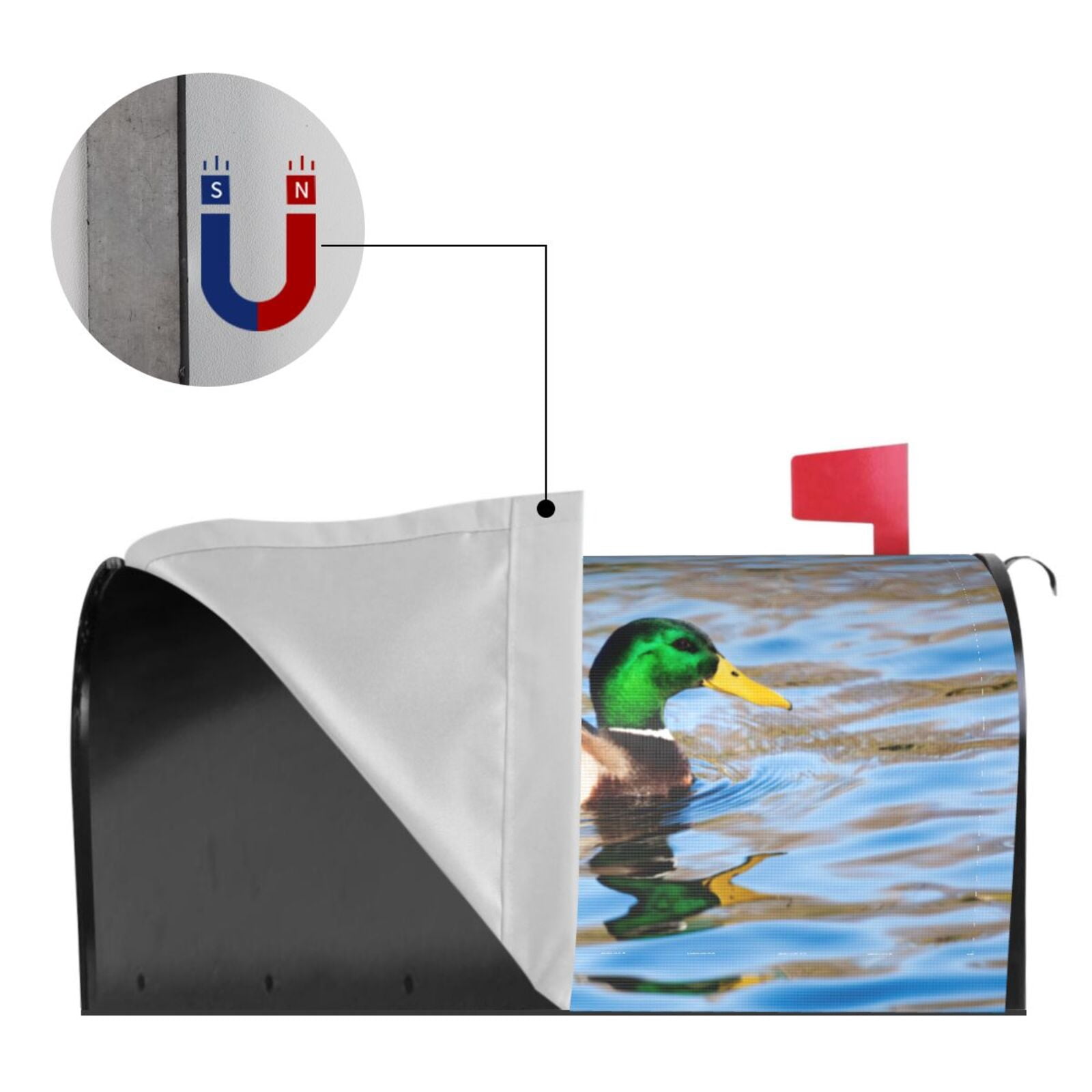 Logiee Mallard Duck Swimming In A River Print Post Letter Box Wrap Decor, Mailbox Cover Suitable for Standard Mailbox and Large Size Mailbox,Outdoor Yard Decoration-21x18 in