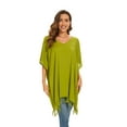 thumbnail image 3 of Beautybatik Avocado green Women Solid Tunic Blouse Kaftan V neck Loose Top Plus Size 3X, 3 of 6